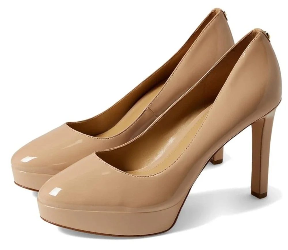 Michael Kors Chantal Women's Platform Pump Beige Leather Size 8.5
